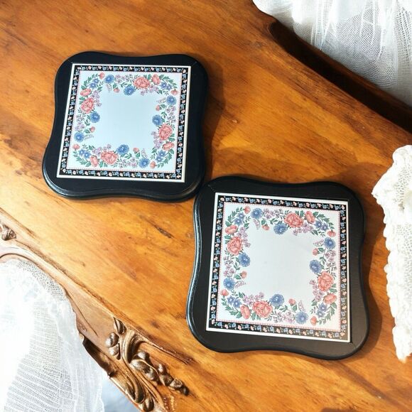 jcpenney Other - Elizabeth Gray Ceramic & Wood Trivets (2) Vtg JCPenney Sango W/Hooks for Hanging
